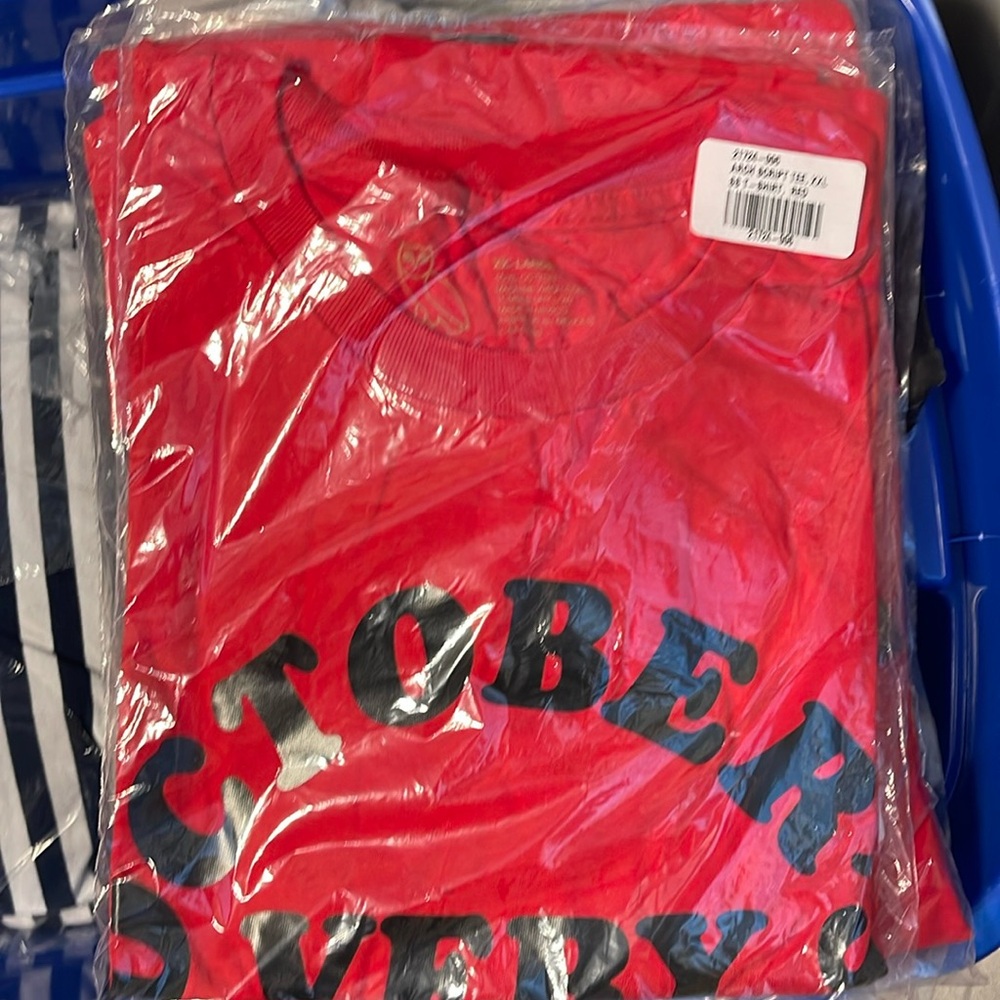 Red OVO arch script tee